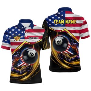 American Flag 8 Ball Pool Billiard Shirts…