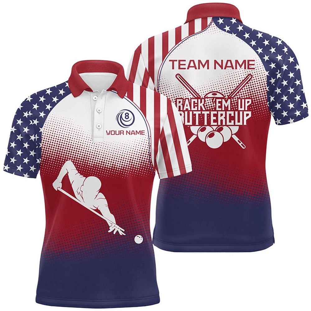 American Flag Billiards Ball Player Full Printing 3D Polo Shirts, Personalized Billiard Polo Shirt American Flag Billiards Ball Player Full Printing 3D Polo Shirts, Personalized Billiard Polo Shirt