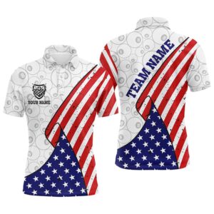 American Flag Billiards Polo Shirts, Custom 8…
