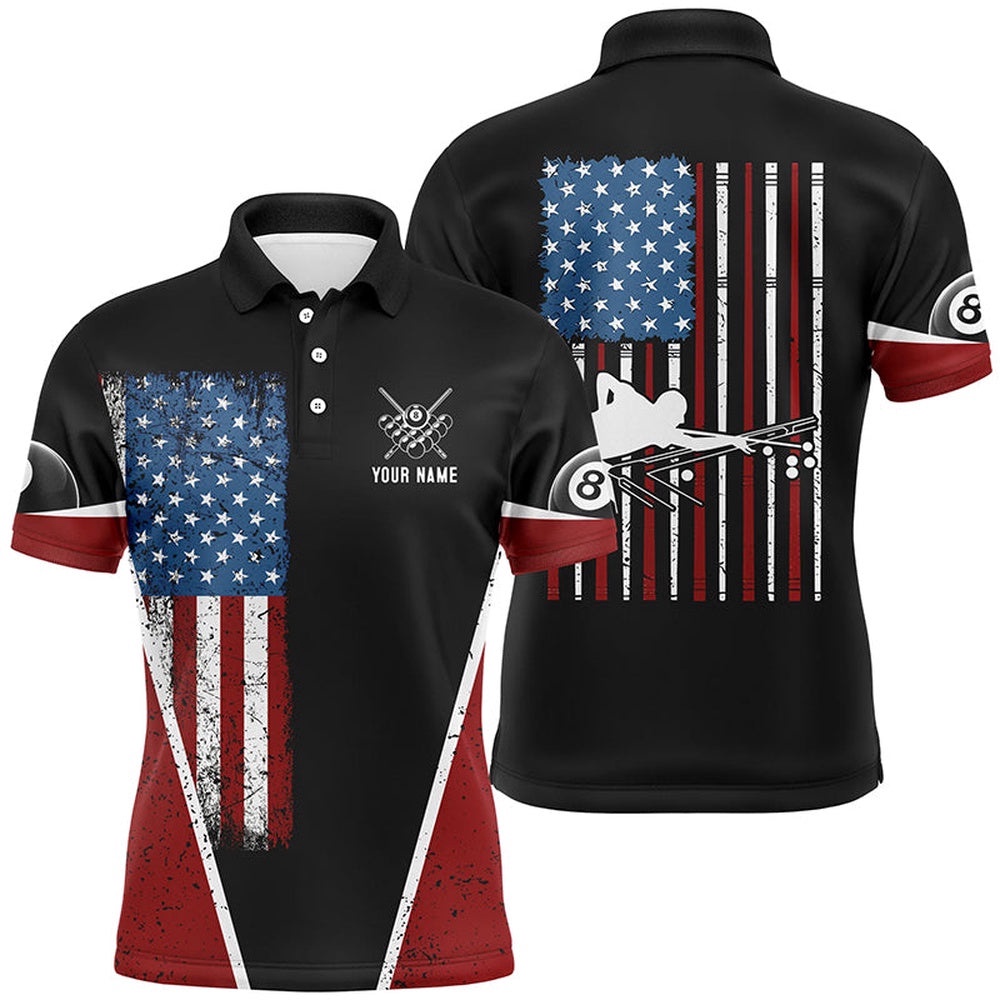 American Flag Billiards Polo Shirts, Custom Billiards 8 Ball Pool Shirts, Personalized Billiard Polo Shirt American Flag Billiards Polo Shirts, Custom Billiards 8 Ball Pool Shirts, Personalized Billiard Polo Shirt