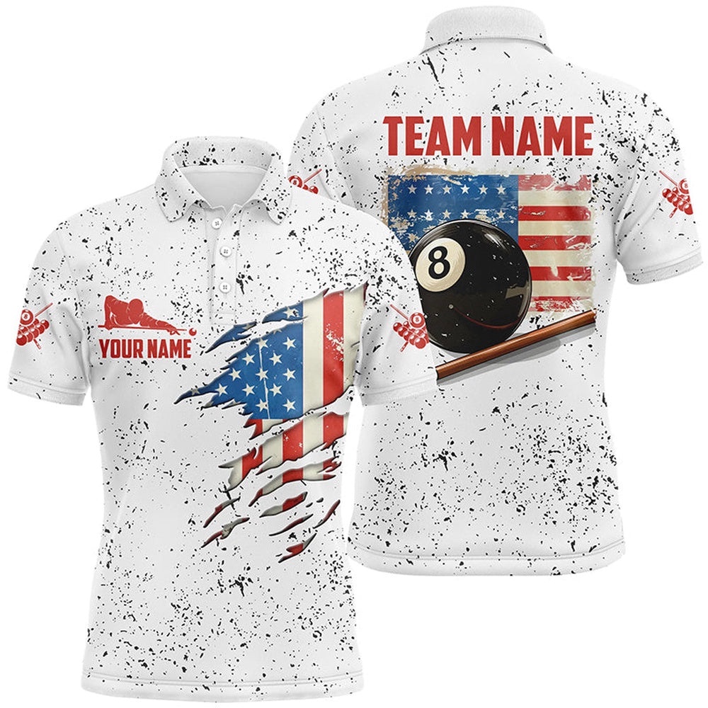 American Flag Grunge Style Billiard Polo Shirts Custom Patriotic 8 Ball Billiard Shirts, Personalized Billiard Polo Shirt American Flag Grunge Style Billiard Polo Shirts Custom Patriotic 8 Ball Billiard Shirts, Personalized Billiard Polo Shirt