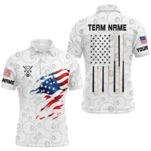 American Flag White Billiard Shirts Custom Patriotic…