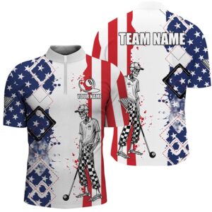 Argyle Us Flag Funny Skeleton Billiard Shirts,…