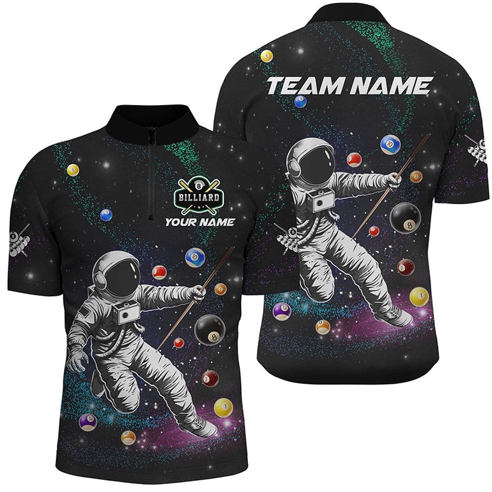 Astronaut Playing Billiard 3D Printed Jersey Shirts Custom Funny Billiard Apparel, Personalized Billiard Team Jersey Shirt