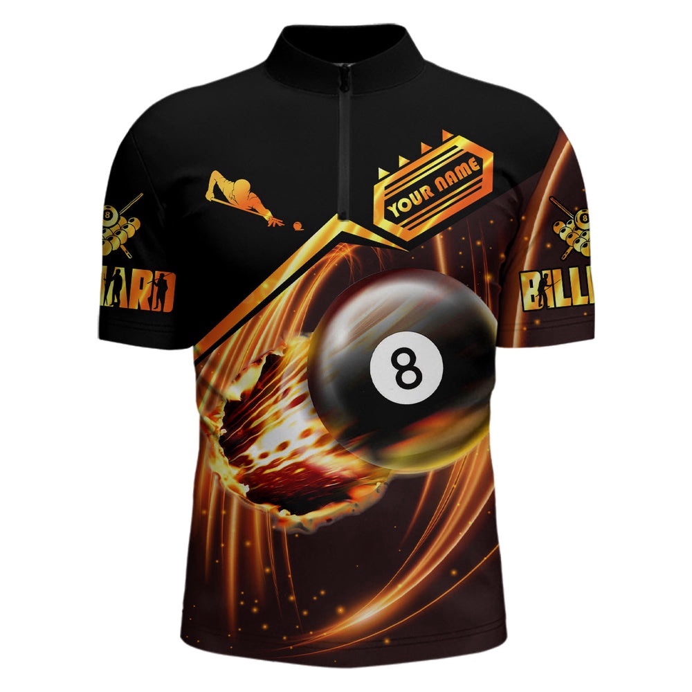 Ball 8 Fire Billiard 3D Jersey Shirts, Custom Name Billiard Player Jerseys, Personalized Billiard Team Jersey Shirt