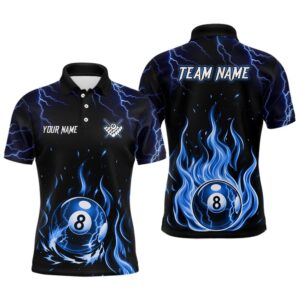 Ball 8 Fire Thunder Blue Billiard Polo…