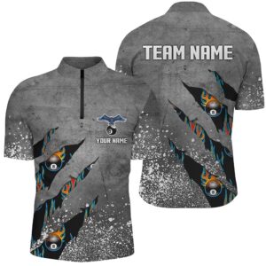 Ball 8 Grey Grunge Billiard Jersey Shirts…