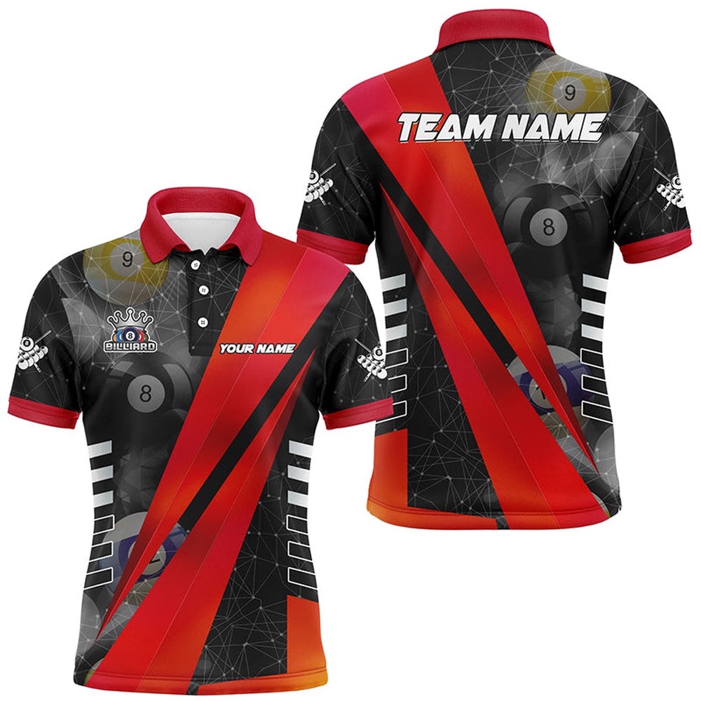Best Custom Billiard Polo Uniform, Tournat Billiard Shirts Red, Personalized Billiard Polo Shirt