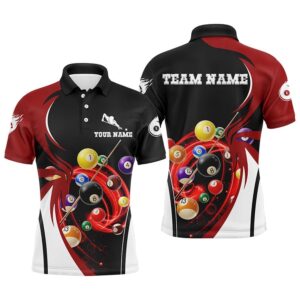 Billiard 3D Polo Shirts, Ball 8 Flame…