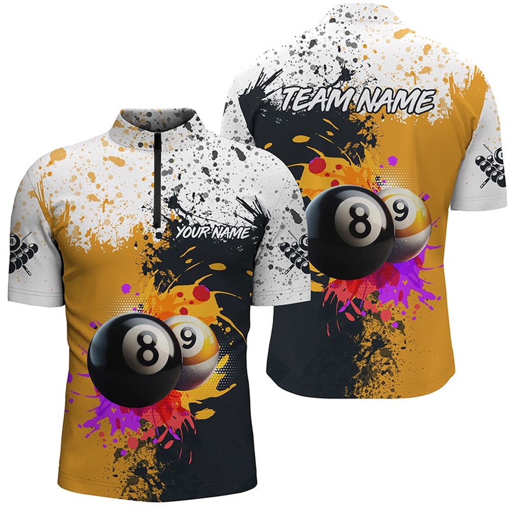 Billiard 8 Ball & 9 Ball Grunge Style Custom Jersey Shirts, Billiard Attire Jerseys, Personalized Billiard Team Jersey Shirt