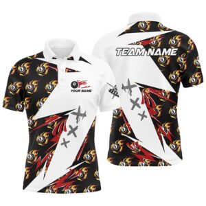Billiard 8 Ball Fire Flame Pattern Polo…