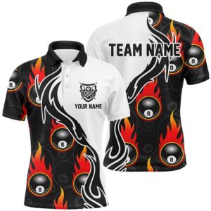 Billiard 8 Ball Flaming Pattern Polo Shirts,…