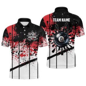 Billiard 8 Ball Grunge Style Polo Shirts,…
