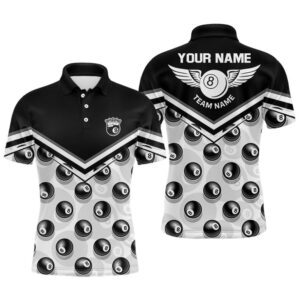 Billiard 8 Ball Pattern Polo Shirts, Custom…