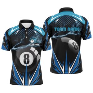 Billiard 8 Ball Pool Thunder Blue Polo…