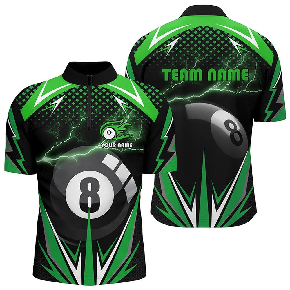 Billiard 8 Ball Pool Thunder Green Jersey Shirts, Custom Billiards 3D Shirts, Personalized Billiard Team Jersey Shirt Billiard 8 Ball Pool Thunder Green Jersey Shirts, Custom Billiards 3D Shirts, Personalized Billiard Team Jersey Shirt