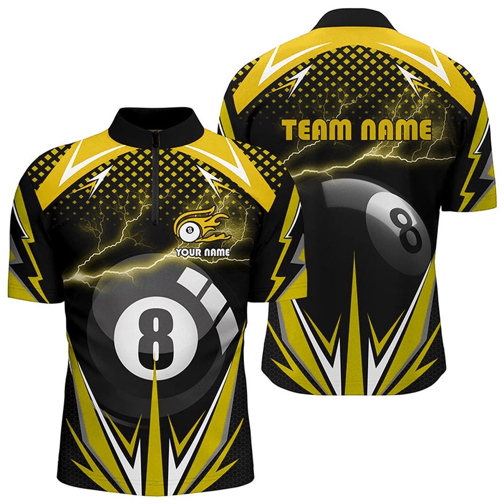 Billiard 8 Ball Pool Thunder Yellow Jersey Shirts, Custom Billiards 3D Shirts, Personalized Billiard Team Jersey Shirt Billiard 8 Ball Pool Thunder Yellow Jersey Shirts, Custom Billiards 3D Shirts, Personalized Billiard Team Jersey Shirt