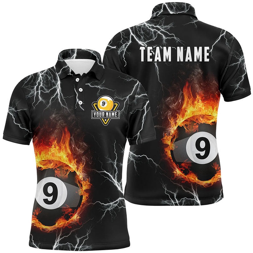Billiard 9 Ball Fire Flame Polo Shirts, Custom 9 Ball Pool Billiards Polo, Personalized Billiard Polo Shirt Billiard 9 Ball Fire Flame Polo Shirts, Custom 9 Ball Pool Billiards Polo, Personalized Billiard Polo Shirt