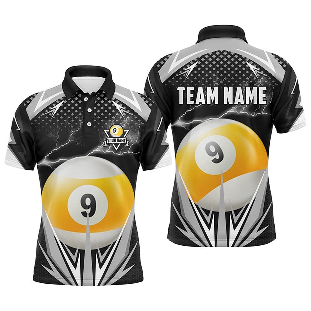 Billiard 9 Ball Pool Thunder 3D Polo Shirts, Custom Pool Billiards 3D Shirts, Personalized Billiard Polo Shirt Billiard 9 Ball Pool Thunder 3D Polo Shirts, Custom Pool Billiards 3D Shirts, Personalized Billiard Polo Shirt