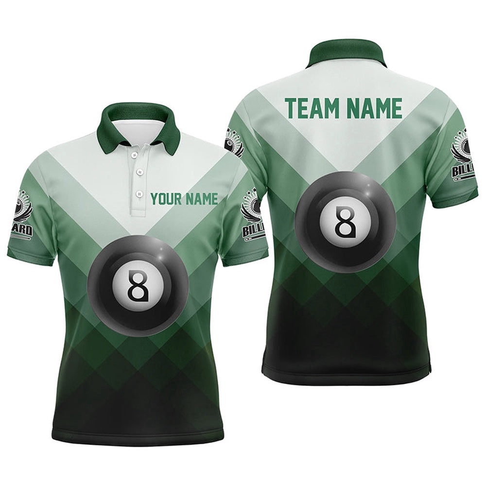 Billiard Ball 8 Green Sport Style Polo Shirts Custom Billiard Polo, Personalized Billiard Polo Shirt