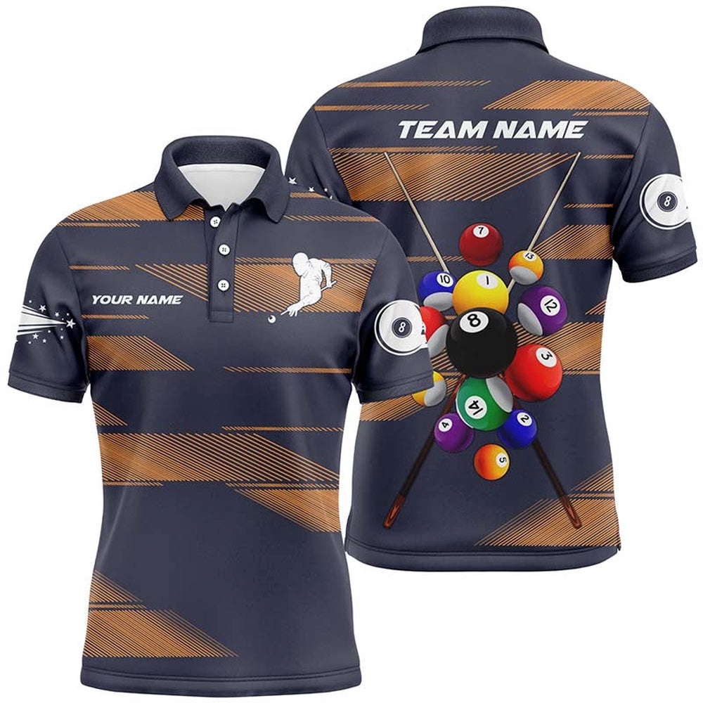 Billiard Balls 3D Polo Shirts, Custom Name 8 Ball Pool Billiards Polo, Personalized Billiard Polo Shirt Billiard Balls 3D Polo Shirts, Custom Name 8 Ball Pool Billiards Polo, Personalized Billiard Polo Shirt