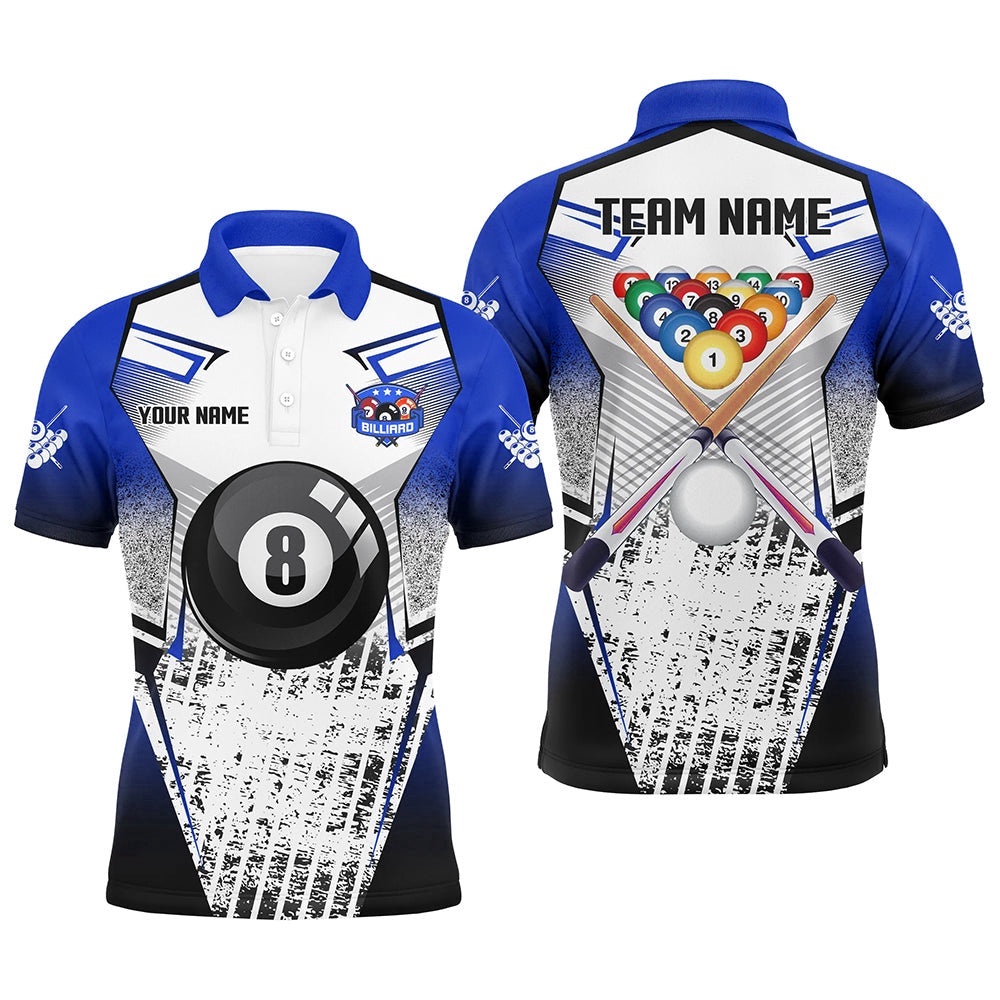 Billiard Balls And Cue Blue Grunge Style Polo Shirts Custom Billiard Polo Sport, Personalized Billiard Polo Shirt Billiard Balls And Cue Blue Grunge Style Polo Shirts Custom Billiard Polo Sport, Personalized Billiard Polo Shirt