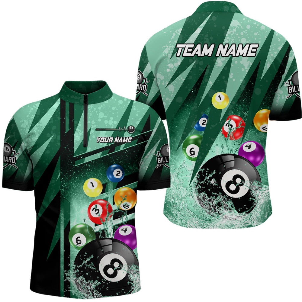 Billiard Balls In Water 3D Green Jersey Shirts, Custom 8 Ball Pool Team Shirts, Personalized Billiard Team Jersey Shirt Billiard Balls In Water 3D Green Jersey Shirts, Custom 8 Ball Pool Team Shirts, Personalized Billiard Team Jersey Shirt