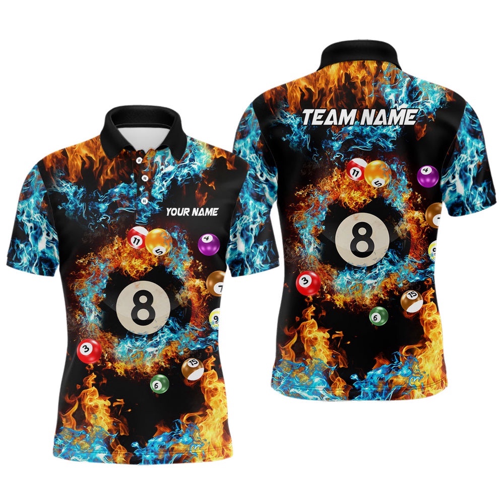 Billiard Balls In Water Fire 3D Polo Shirts Custom 8 Ball Pool Team Shirts, Personalized Billiard Polo Shirt Billiard Balls In Water Fire 3D Polo Shirts Custom 8 Ball Pool Team Shirts, Personalized Billiard Polo Shirt