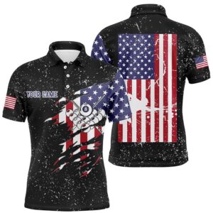 Billiard Balls US Flag Black Grunge Polo…