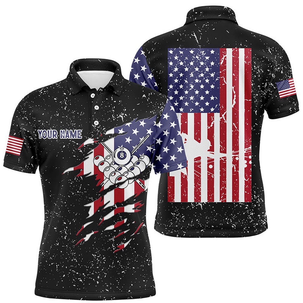 Billiard Balls US Flag Black Grunge Polo Shirts, Custom Billiard Pool Shirts, Personalized Billiard Polo Shirt Billiard Balls US Flag Black Grunge Polo Shirts, Custom Billiard Pool Shirts, Personalized Billiard Polo Shirt