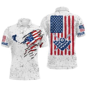 Billiard Balls US Flag White Grunge Polo…