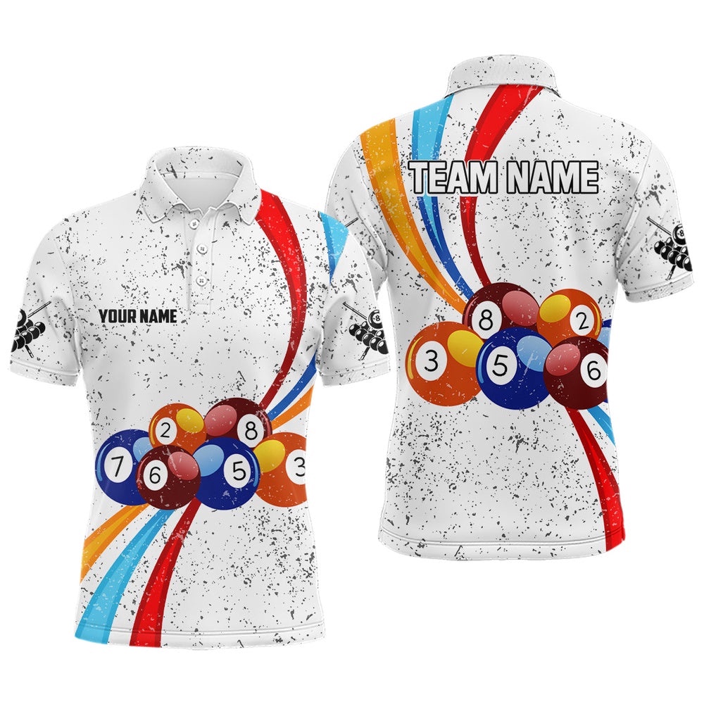 Billiard Balls White Grunge 3D Polo Shirts, Custom 8 Ball Pool Polo, Personalized Billiard Polo Shirt Billiard Balls White Grunge 3D Polo Shirts, Custom 8 Ball Pool Polo, Personalized Billiard Polo Shirt