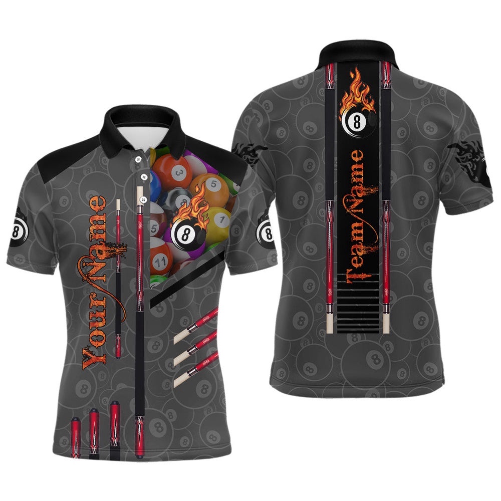 Billiard Cue 8 Ball Fire 3D Printed Polo Shirts Custom Billiard Lover Gifts, Personalized Billiard Polo Shirt Billiard Cue 8 Ball Fire 3D Printed Polo Shirts Custom Billiard Lover Gifts, Personalized Billiard Polo Shirt