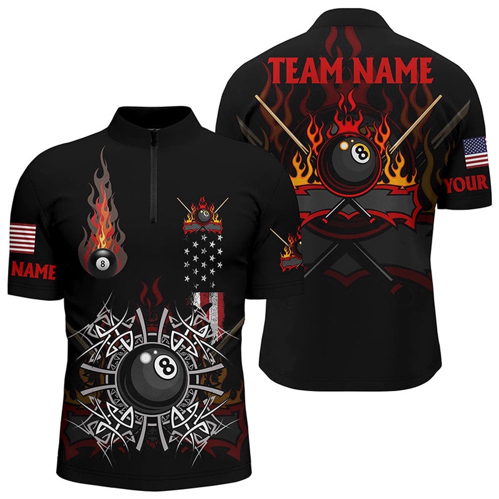 Billiard Fire American Flag Jersey Shirts, Unique Pool Player Shirts For Team, Personalized Billiard Team Jersey Shirt Billiard Fire American Flag Jersey Shirts, Unique Pool Player Shirts For Team, Personalized Billiard Team Jersey Shirt