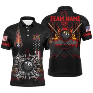 Billiard Fire American Flag Polo Shirts, Unique…
