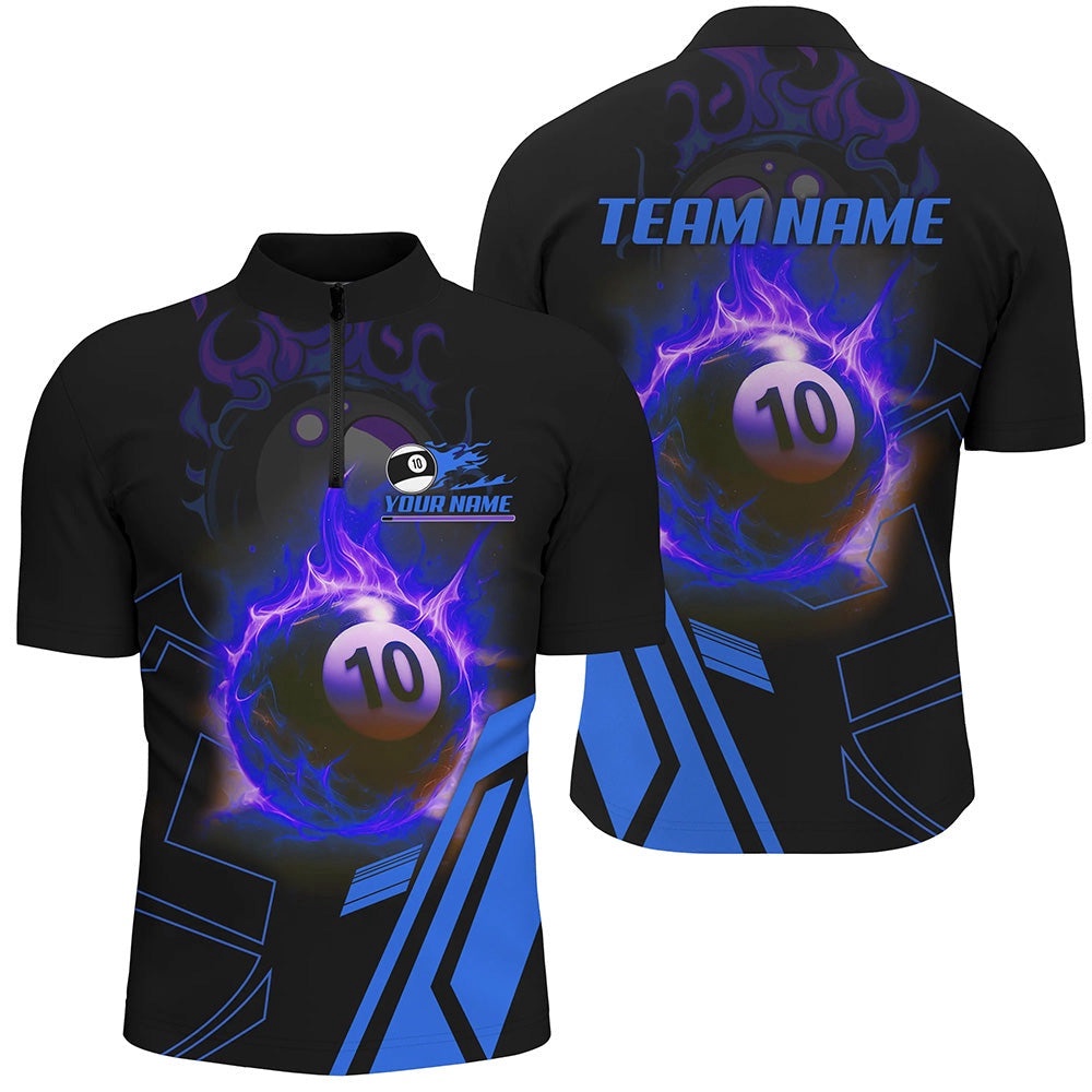 Billiard Flaming 10 Ball Pool 3D Printed Jersey Shirts, Best Custom Pool Team Jerseys Shirts, Personalized Billiard Team Jersey Shirt