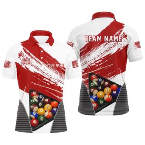 Billiard Grunge Style Red Version Name Polo…