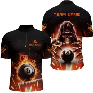 Billiard Skeleton Flaming 8 Ball Pool Jersey…