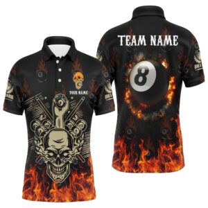 Billiard Skull 8 Ball Pool Fire Polo…