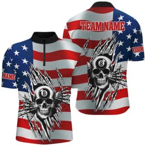 Billiard Skull American Flag Jersey & Jersey…