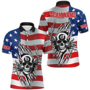 Billiard Skull American Flag Polo & Polo…