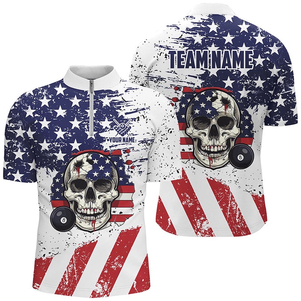 Billiard Skull Grunge American Flag Custom Billiard Shirts, Patriotic Billiard Clothing, Personalized Billiard Team Jersey Shirt Billiard Skull Grunge American Flag Custom Billiard Shirts, Patriotic Billiard Clothing, Personalized Billiard Team Jersey Shirt