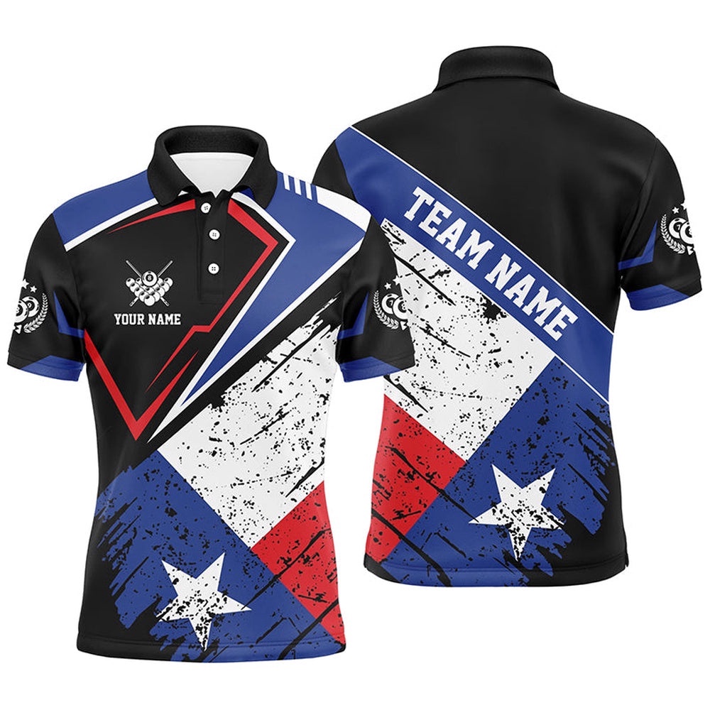 Billiard Texas Flag Vintage Style Polo Shirt, Patriotic Texas Billiard Pool Shirts, Personalized Billiard Polo Shirt