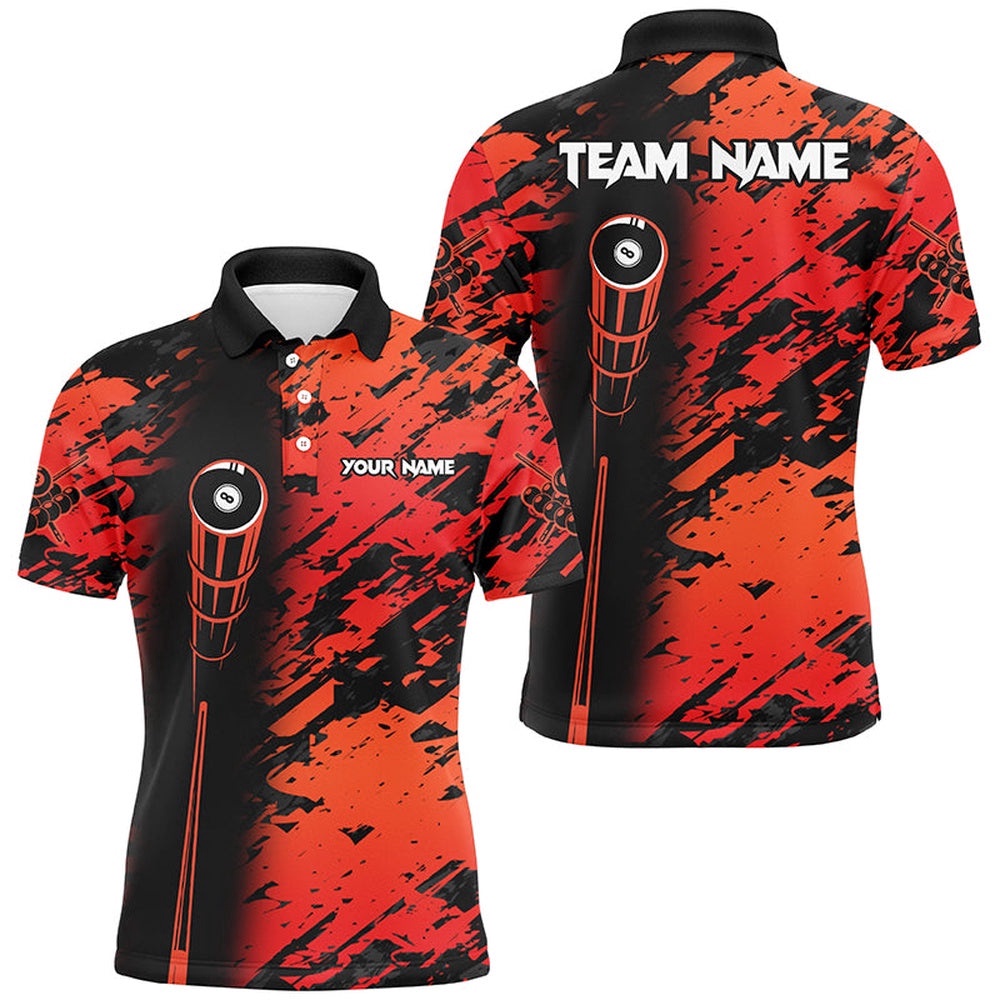 Billiard Tournat Polo Shirts, Best 8 Ball Billiard Shirts For Team Red, Personalized Billiard Polo Shirt