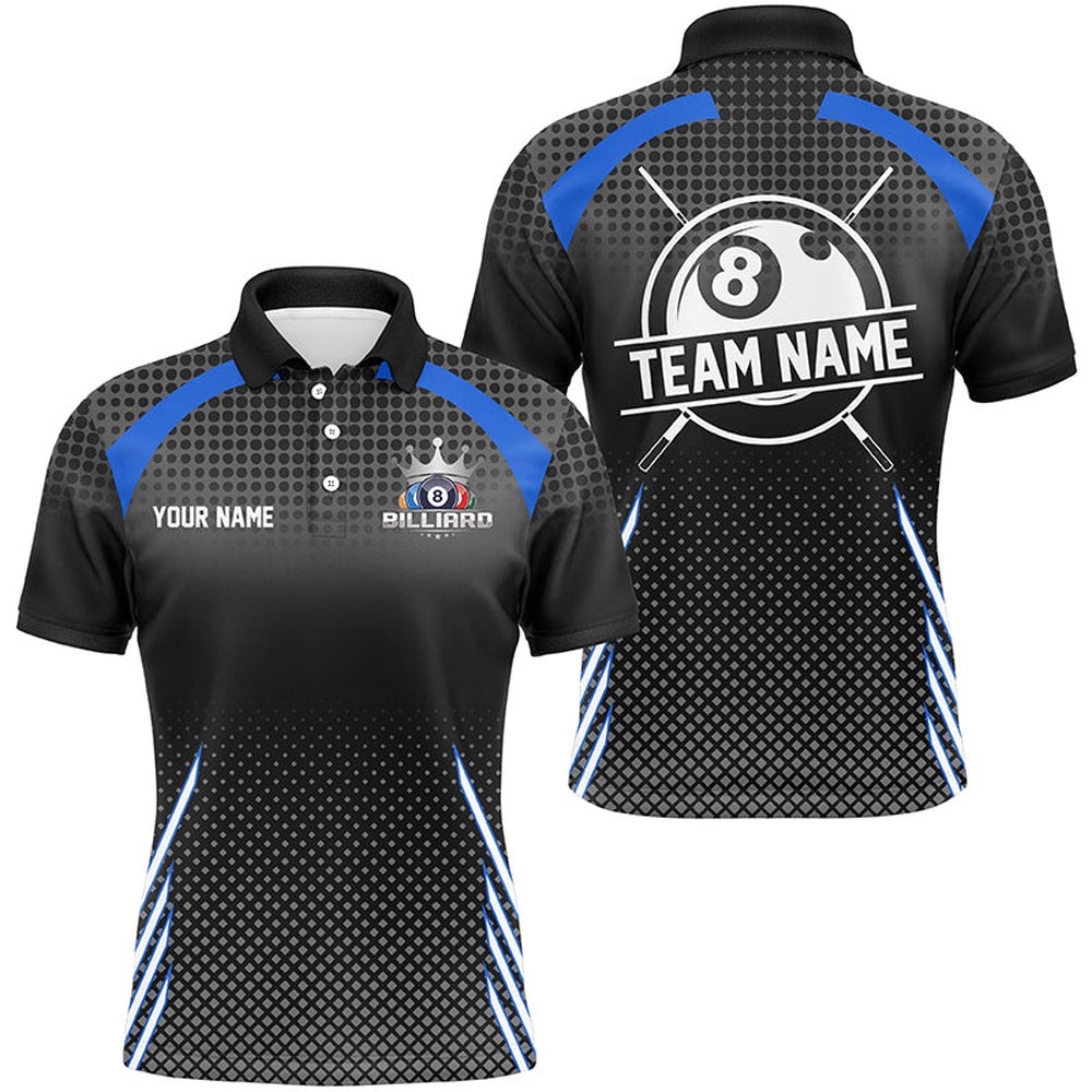 Billiard Tournat Pool Shirts, Best Custom 8 Ball Billiard Team Polo Blue, Personalized Billiard Polo Shirt Billiard Tournat Pool Shirts, Best Custom 8 Ball Billiard Team Polo Blue, Personalized Billiard Polo Shirt