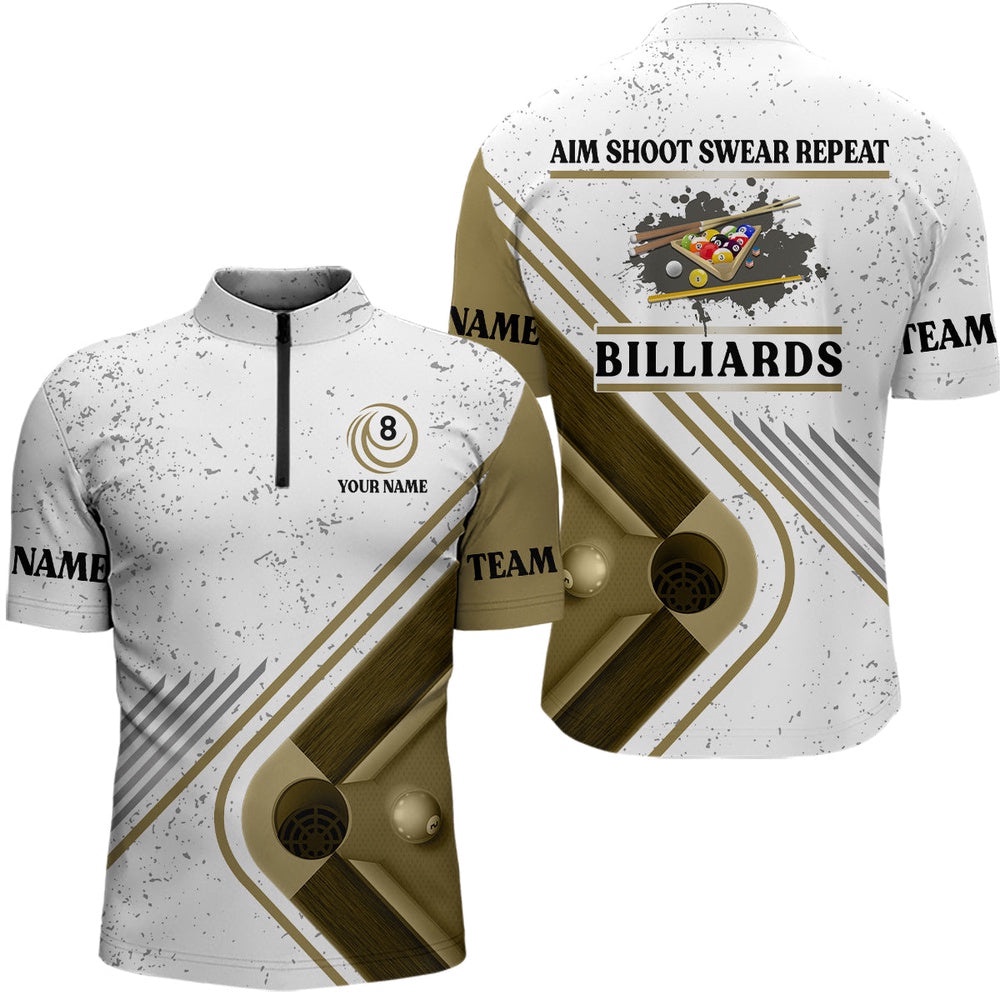 Billiards Aim Shoot Swear Repeat Custom Billiard White Grunge Jersey Shirts, Personalized Billiard Team Jersey Shirt Billiards Aim Shoot Swear Repeat Custom Billiard White Grunge Jersey Shirts, Personalized Billiard Team Jersey Shirt