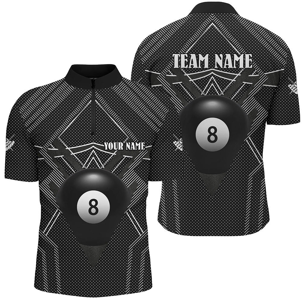 Black Billiards Jerseys Jersey Shirts, Best Custom 8 Ball Pool Billiard Outfit, Personalized Billiard Team Jersey Shirt