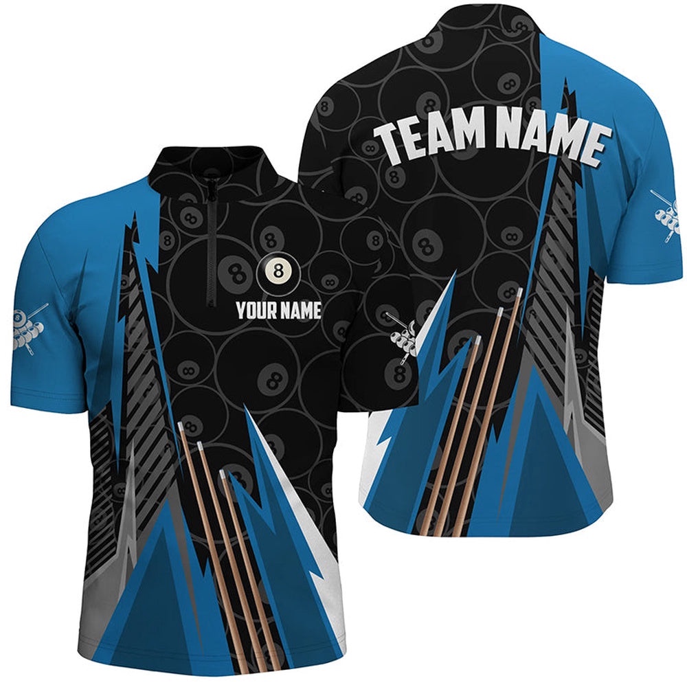 Black Blue Billiard Pattern Jersey Shirts Custom Billiard Team Jersey Uniform, Personalized Billiard Team Jersey Shirt Black Blue Billiard Pattern Jersey Shirts Custom Billiard Team Jersey Uniform, Personalized Billiard Team Jersey Shirt