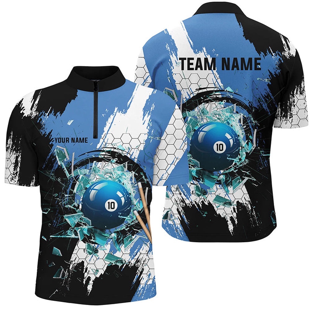 Black Blue Break Glass 10 Ball Pool 3D Shirts 10 Ball Billiards Jerseys, Personalized Billiard Team Jersey Shirt Black Blue Break Glass 10 Ball Pool 3D Shirts 10 Ball Billiards Jerseys, Personalized Billiard Team Jersey Shirt