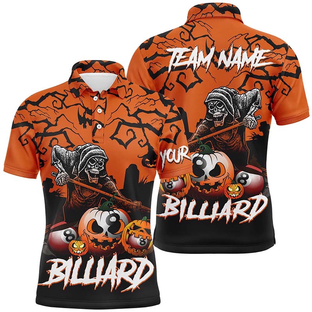 Black Orange Skeleton Halloween Custom Full Printing 3D Polo Shirts Best Billiard Gifts Lovers, Personalized Billiard Polo Shirt Black Orange Skeleton Halloween Custom Full Printing 3D Polo Shirts Best Billiard Gifts Lovers, Personalized Billiard Polo Shirt